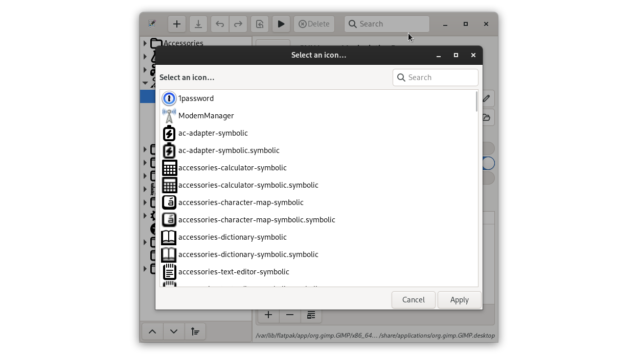 Pick an icon from the current theme without leaving the editor.